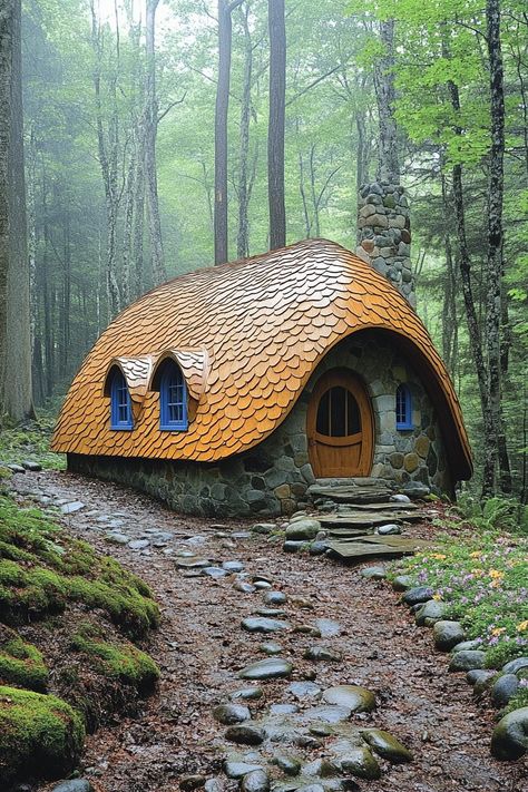 Hippy House Exterior, Weird Houses Unusual Homes, Dome Cabins, Houses Reference, Small Victorian Home, Fairytale Cottage Interiors, Tiny Home Villages, Gothic Tiny House, Castle House Modern