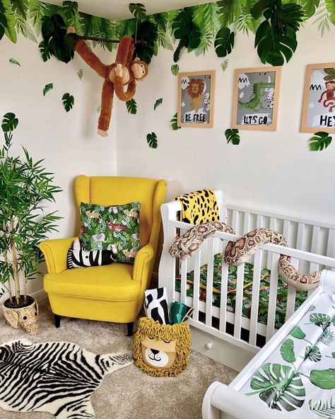 IKEA UK on Instagram: “In a world that’s big and busy, let your toddler explore the jungle from their bedroom. All they need is their imagination and a fun room…” Jungle Bedroom Kids, Jungle Playroom, Jungle Baby Room, Jungle Bedroom Theme, Jungle Theme Rooms, Kids Jungle Room, Jungle Bedroom, Safari Room, Jungle Theme Nursery