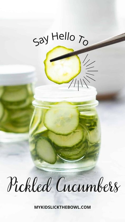 Quick pickled cucumbers are next level, The cucumbers absorb the pickling flavors resulting in a crunchy snack that is sweet, sour, and savory. Carrot Diet, Cooked Cucumber, Sweet And Sour Cabbage, Easy Pickle, Pickled Vegetables Recipe, Easy Cucumber Salad, Pickled Red Cabbage, Japanese Cucumber, Sour Pickles