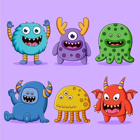 Set of cute monsters character illustrat... | Premium Vector #Freepik #vector #halloween #character #cartoon #cute Monster Cute Drawing, Halloween Monster Drawing, Cute Monsters Drawings Easy, Monster Art Cute, Monster Drawing Cute, Cartoon Monsters Drawing, Cartoon Monsters Cute, Cute Monster Drawing, Cute Monster Illustration