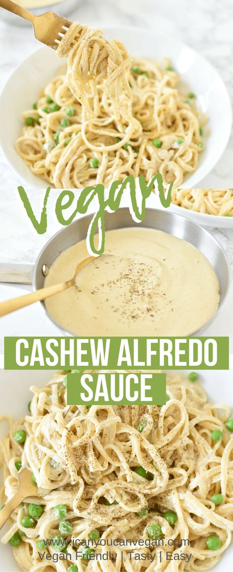 If you're looking for an easy dairy-free Alfredo sauce this is it! This Vegan Cashew Alfredo sauce is cheesy, creamy and delicious! This Cashew Alfredo recipe requires just 9 ingredients to make and it's ready in less than 30 minutes! NO Cauliflower! I know you'll love this sauce! It's thick and creamy with garlic and cheese-like flavor! #VeganAlfredo #DairyFreeAlfredo #AlfredoSauce #VeganPasta #VeganPastaSauce #PastaSauce #CashewAlfredo #CashewAlfredoSauce #SoakedCashews #Cashews Cashew Alfredo Sauce, Alfredo Sauce Recipe Without Heavy Cream, Fetuccini Alfredo, Cashew Alfredo, Dairy Free Alfredo Sauce, Recipes Chili, Vegan Pasta Sauce, Alfredo Sauce Recipe Easy, Cashew Recipes