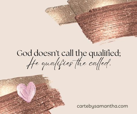 🌟 "God Doesn't Call the Qualified, He Qualifies the Called" 🌟 Ever feel like you're not quite ready for the task at hand? That's because God's way of working is beautifully unconventional. He doesn't wait for us to have all the right credentials or perfect qualifications. Instead, He sees our potential and equips us for the journey ahead. 🙌 So if you're feeling inadequate or unprepared for the path before you, take heart! God specializes in using ordinary people to accomplish extraordinary ... God Doesn't Call The Qualified He Qualifies The Called, God Qualifies The Called, God Doesnt Call The Qualified Quote, Step Out In Faith, Gods Favor, Feeling Inadequate, Take Heart, The Red Sea, Humble Beginnings