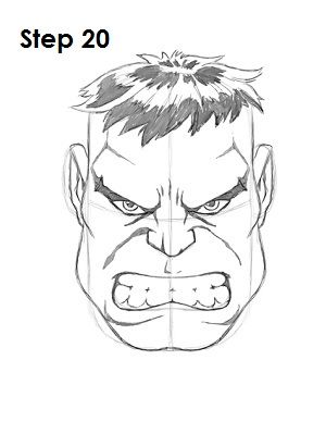 Draw the Hulk Step 20 Hulk Birthday Party Decorations, Hulk Face, Hulk Sketch, Hulk Birthday Parties, Drawing Marvel, Diy Arcade, Marvel Art Drawings, 3d Monster, Avengers Drawings