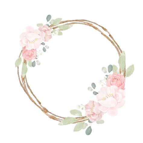 Free Vector | Watercolor pink floral wreath with golden circle Writing Paper Printable Stationery, Branch Vector, Floral Logo Design, Flower Graphic Design, Baby Icon, Floral Border Design, Golden Circle, Baby Album, Floral Logo