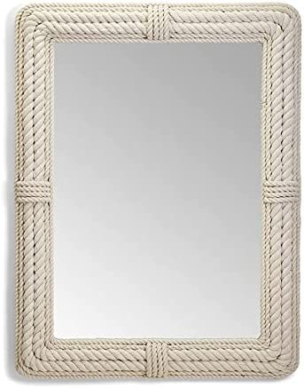 Amazon.com: Two's Company Coastal Reflections Rope Hand-Crafted Wall Mirror, 30.5"x40" : Home & Kitchen Coastal Vanity Mirror, Coastal Vanity, Beach Cottage Bathroom, Coastal Mirror, Cottage Bathrooms, Coastal Mirrors, Rope Mirror, Cottage Bathroom, Coastal Design