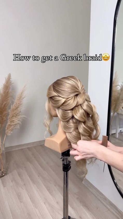 How to get a Greek braid 👇🏻@guzel.stylist Use GOO GOO hair extensions to try! #hairstyle #googoohair #braid | Instagram Greek Braid Hairstyles, Greek Braids, Fancy Braided Hairstyles, Graduation Hair Styles, Greek Braid, Greek Hairstyles, Greek Hair, Fancy Braids, Fancy Hair