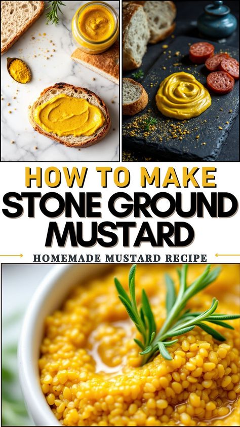 Love mustard? Learn how to make mustard at home with this super easy stone ground mustard recipe! Made with mustard seeds, apple cider vinegar, honey, and a touch of spice, this homemade mustard recipe delivers bold, tangy flavors that are perfect for sandwiches, marinades, and more. Simple ingredients, big flavor, and ready to elevate any dish—DIY mustard has never been this fun or delicious! Full Recipe At Dealiciousness.net How To Make Mustard, Homemade Mustard Recipe, Making Mustard, Diy Mustard, Make Mustard, Mustard Seed Oil, Stone Ground Mustard, Homemade Mustard, Mustard Recipe