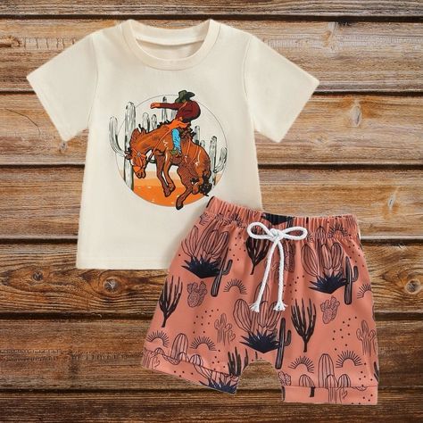 “Cutest little dude in his graphic two-piece set! 🍼👶👕 #LittleDude #BabyFashion #ToddlerStyle #CuteOutfits #MiniFashionista #OOTD #TrendyTots” Western Baby Boy, Western Summer Outfits, Cowboy Outfit, Trendy Baby Boy Clothes, Western Baby, Cowboy Baby, Western Babies, Baby Boy Summer