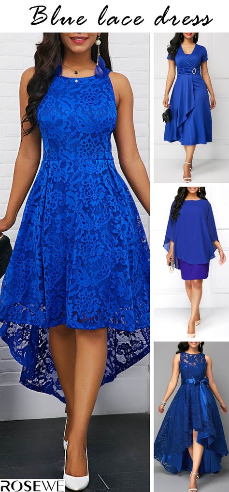 Blue lace dress & big sale, Choose your favorite dresses and shop online at cost-effective prices! Free shipping & 30 days easy return at Rosewe.com High Low Lace Dress, Plus Size Lace Dress, Fancy Clothes, Lace Dress Styles, Country Dresses, Classy Dress Outfits, فستان سهرة, African Print Fashion Dresses, Lace Blue Dress