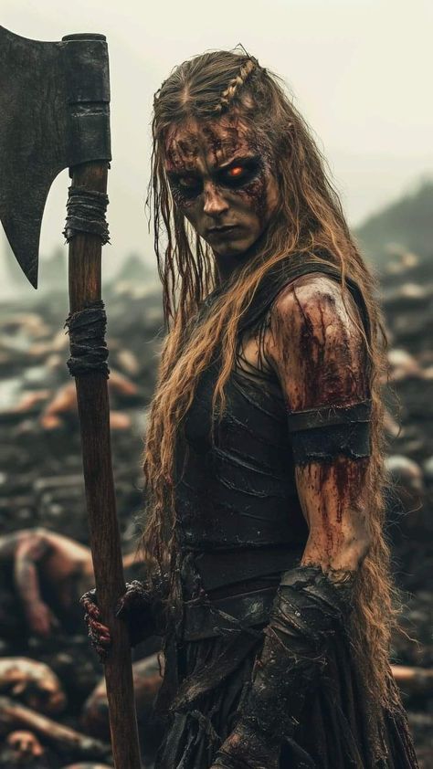 Viking Warrior Woman Art, Bloodsworn Saga, Cadaver Collector, Undead Viking, Viking Warrior Art, Vikings Costume, Vikings Costume Diy, Viking Lady, Viking Halloween Costume