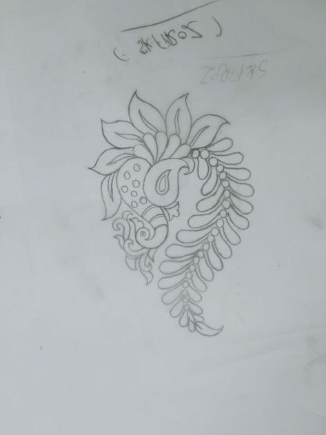 Chikankari Motifs Design Sketch, Peacock Embroidery Designs, Hand Embroidery Patterns Free, Flower Drawing Design, Jewelry Design Drawing, Embroidery Template, Border Embroidery Designs, Handmade Embroidery Designs, Hand Work Embroidery