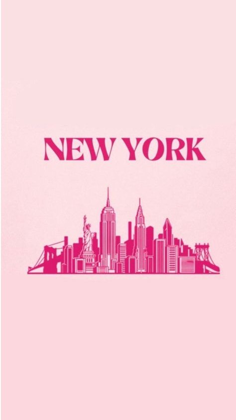 Pink Nyc Wallpaper, New York Pink Wallpaper, Preppy Prints Wallpaper Pink, New York Pink Aesthetic, New York Widget, Room Posters Aesthetic Pink, Collage Wall Prints Aesthetic Pink, Light Pink Posters, Light Pink Wallpaper Aesthetic