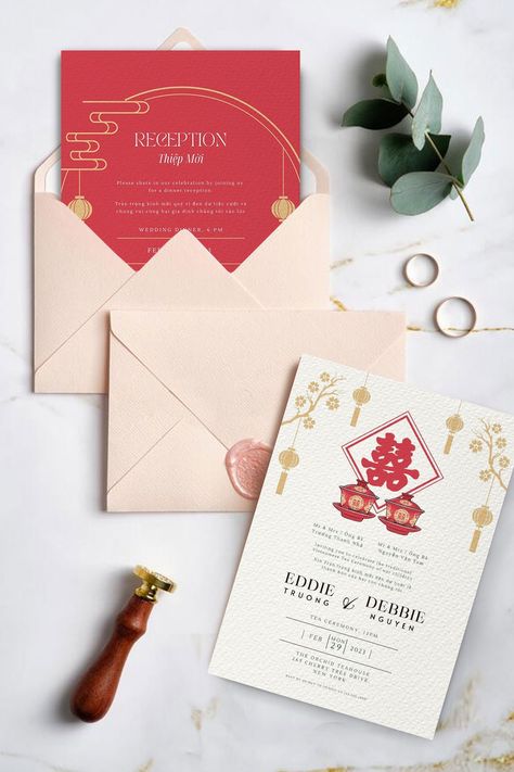 Tea Ceremony Invitation Card, Tea Ceremony Wedding Vietnamese, Tea Ceremony Invitation, Vietnamese Wedding Invitation, Chinese Wedding Invitation Card, Asian Wedding Invitations, Vietnamese Tea Ceremony, Tea Ceremony Wedding, Vietnamese Tea