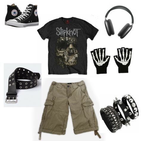 Metalhead Clothes Man, Numetal Fashion Men, Emo Summer Outfits Guys, Emo Grunge Outfits Male, Emo Items, Emo Boy Outfits 2000s, Midwest Emo Outfits Men, Back To School Outfits Grunge, Emo Clothes Men