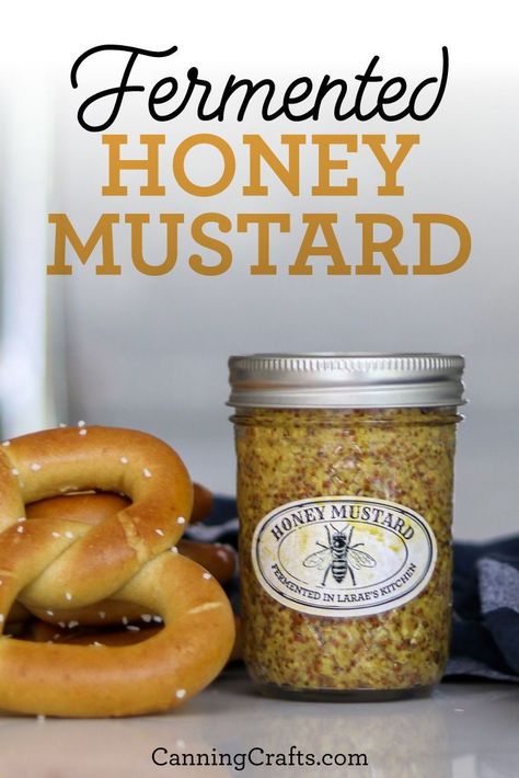 Fermented Honey Mustard Recipe | CanningCrafts.com | Homemade honey mustard is an easy project. You only need a handful of ingredients and time. Serve this delicious condiment with soft pretzels, sandwiches, grilled meats, or use it as a high-quality ingredient in homemade vinaigrettes. #fermentation #fermentedfood #honey #honeymustard #fermenting #fermentingfood Honey Mustard Recipe Homemade, Homemade Mustard Recipe For Canning, Infused Honey Recipes How To Make, How To Make Honey Mustard, Subway Honey Mustard Recipe, Honey Fermenting, Diy Honey Mustard, Mustard Recipe Homemade, Infused Honey Recipes