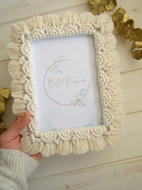 Large Wavy Edges Macrame Picture Frame Boho Decor Idea for - Etsy UK Macrame Picture Frame, Macrame Photo Holder, Wavy Edges, Boho Wedding Decor, Bohemian Macrame, Wood Images, Kids Room Wall Decor, Boho Wedding Decorations, Straight Edges