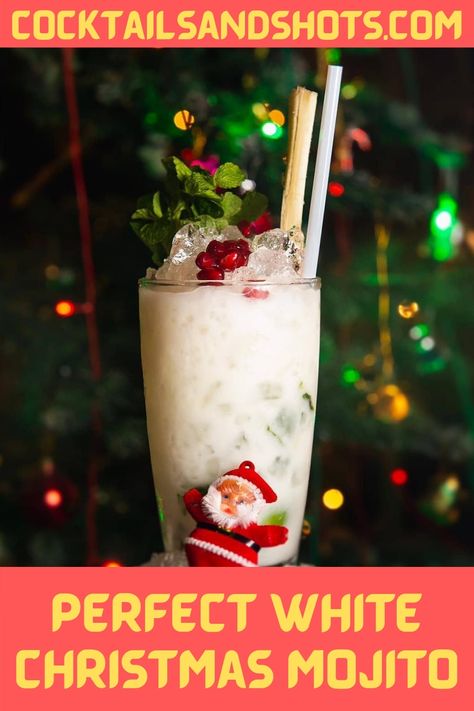 White Christmas Mojito, Christmas Mojito, Xmas Drinks, Mojito Ingredients, Christmas Drinks Recipes, Christmas Drinks Alcohol, Christmas Drink, Mojito Cocktail, Mojito Recipe