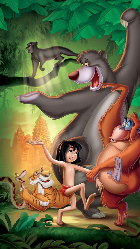 Mogli Jungle Book, Jungle Book 1967, Jungle Book Movie, Jungle Book Characters, Jungle Drawing, Disney Sleeve, Male Cartoon Characters, Jungle Book Disney, Wallpapers For Phone