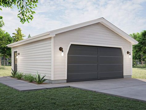 050G-0144: Two-Car Garage Plan; 22'x24' Detached Garage Designs, Garage Door Sizes, Single Garage Door, Garage Plans Detached, Gazebo On Deck, Single Garage, Garage Addition, Building A Garage, Door Plan