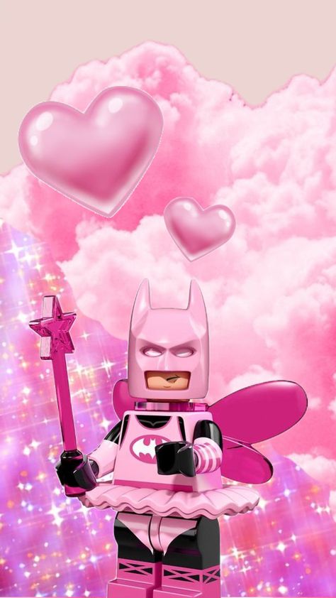 Batman Pink Wallpaper, Pink Funny Wallpaper, Pink Lego Batman Pfp, Pink Batman Pfp, Pink Fairy Batman, Lego Batman Wallpaper Iphone, Cute Batman Wallpaper, Pink Batman Wallpaper, Ballerina Batman