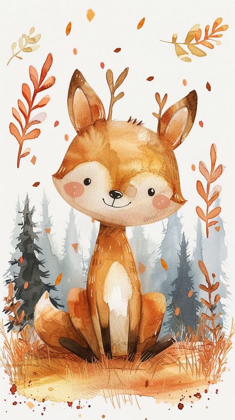 design woodland animal cute painting poster Cat Character Drawing, Woodland Animals Illustration, Baby Woodland Animals, Forest Animals Illustration, Watercolor Woodland Animals, Woodland Illustration, Wild Animals Vector, Autumn Poster, Woodland Animal Art