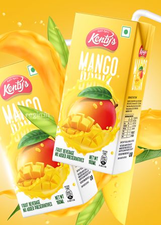 Kentys Mango Drink - 21/1/2023 Mango Packaging Design, Mango Packaging, Mango Drink, Mango Milkshake, Mango Drinks, Juice Packaging, Mango Lassi, Mango Juice, Food Design