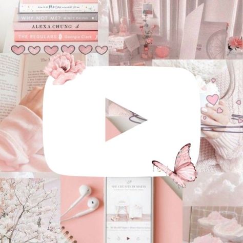 Cute App Icons Aesthetic Pink Settings, Youtube Aesthetic Icon, Pink Kitty Wallpaper, Films Logo, Drawing Pictures For Kids, Pastel Pink Icons:), Icona Ios, Youtube Aesthetic, Pastel Pink Wallpaper