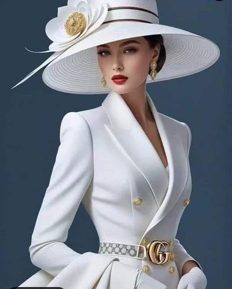 Madam Pompadour, Derby Outfits, Mode Tips, Elegant Outfit Classy, Elegant Hats, Woman Suit Fashion, Luxury Women Fashion, African Dresses, Pompadour