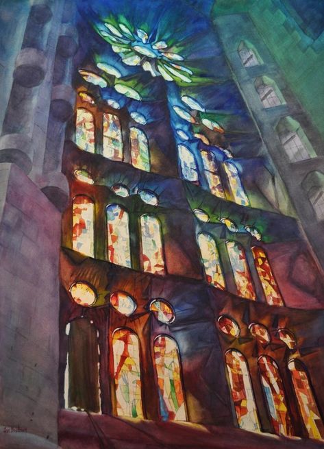 My Gallery - Jon Bradham's Portfolio Stained Glass Watercolor, Advanced Higher Art, Glass Window Art, Watercolor Architecture, Architectural Art, Architecture Drawing Art, Architecture Painting, Gcse Art, Window Painting