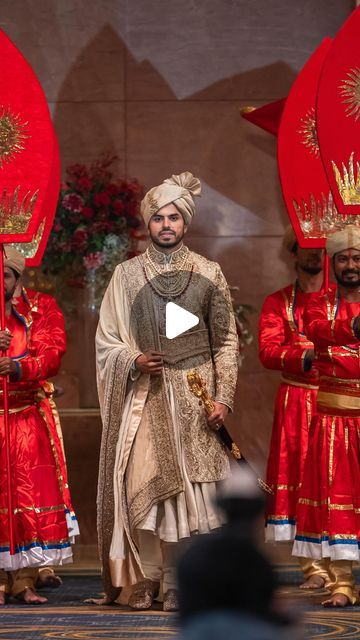 Reet on Instagram: "The groom’s royal entry is a grand and majestic moment, symbolizing his arrival in style, surrounded by celebration, tradition, and the excitement of his new journey ✨👑  The song is sung by our dashing Groom ✨  Wedding planned and executed : @reetentertainment  Bride : @bianca.ajmera  Groom : @adarsh.ajmera  Photographer : @rambherwaniproductions   #wedding #weddingday #groom #decor #weddingplanner #destinationwedding #family #bride #weddingdecor #couple #couplegoals #weddinginspiration #indianwedding #eventplanner #beautiful #royalwedding   [ Wedding, Couple, Groom, Bride, Destination Wedding, Wedding Planner, Decor ]" Royal Entry For Wedding, Royal Wedding Entry, Groom Entry Song, Groom Entry Ideas Indian Wedding, Bride And Groom Entry, Bride Groom Entry, Groom Entry, Bride Entry, New Journey