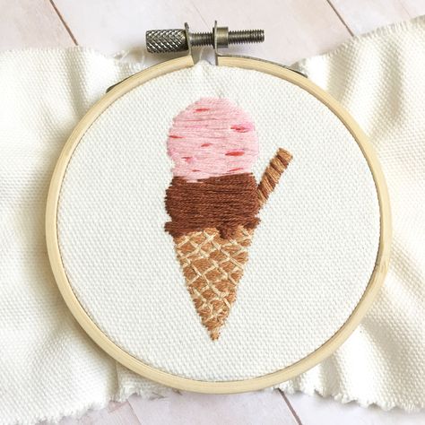 Embroidery Food Ideas, Sweets Embroidery, Ice Cream Cone Embroidery, Popsicle Embroidery, Candy Embroidery, Funky Embroidery, Ice Cream Embroidery, Food Embroidery, Etsy Embroidery