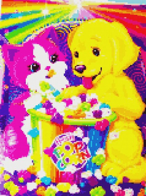 Lisa Frank Pixel Art, Lisa Frank Perler Beads, Lisa Frank Perler, Lisa Frank Inspired Art, Lisa Frank Embroidery, Cross Stitch Lisa Frank, Lisa Frank, Screen Saver, 8 Bit