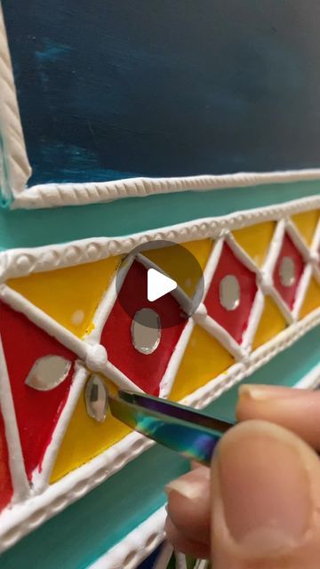 Cham’art’y | Illustrator on Instagram: "Lippan Nameplate Process video✨  Base: Maple wood square base from @blickartmaterials   Clay: Paper air drying clay   Paints: Acrylic paints  #shareyourart #lippanart #lippanartwork #mudandmirrorwork #nameplates #bright #india #indianart #indianartist #ethnic #art #traditional #colorful" Square Lippan Art, Lippan Art Name Plate, Air Dry Clay Art, Paints Acrylic, Air Drying Clay, Name Plate Design, Lippan Art, Air Dry Clay Projects, Art Traditional