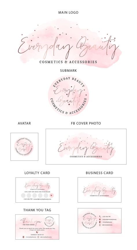 Rose Gold Watercolor Logo Beauty Logo Makeup Baby Boutique Logo, Party Planners Logo, Cosmetic Business Cards, Logo Lashes, Beauty Logo Makeup, Logo Makeup Artist, Event Planner Logo, Watercolor Logo Design, Dog Logo Design