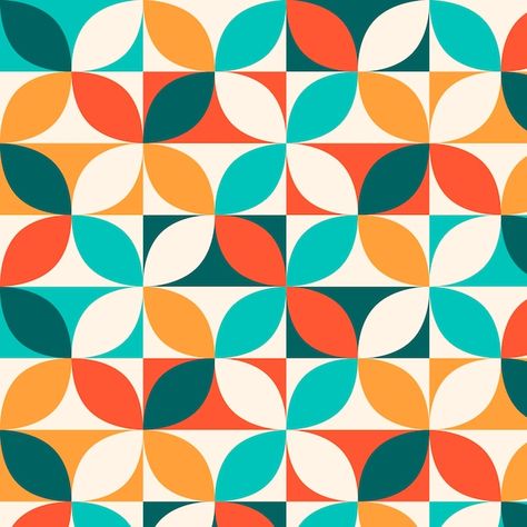 Flat geometric mosaic pattern design | Free Vector #Freepik #freevector #flat-pattern #motif-pattern #motif-background #mosaic-pattern Geometric Shapes Design Graphics, African Mosaic, Mosaic Illustration, Geometrical Motifs, Geometric Flower Pattern, Watercolor Boat, Hd Flowers, Moodboard Inspo, African Pattern Design