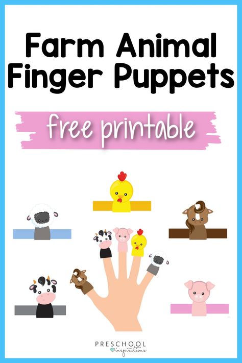 Teach With Farm Animal Finger Puppets - Preschool Inspirations Farm Animals Games Preschool, Farm Animal Finger Puppets Printable, Farm Finger Puppets, Farm Animal Puppets, October Preschool Themes, Farm Animal Finger Puppets, Preschool Farm Theme, Farm Animals Games, Toddler Circle Time