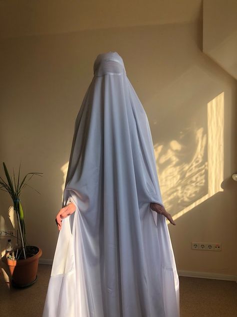 White Afghan burqa, silk khimar cape, niqab, full long hijab, nikkah wedding dress, jilbab burka, ha Burqa Wedding Dress, Jilbab Wedding Dress, White Khimar, Veil Types, Afghan Burqa, Full Niqab, Burqa Designs, Afghan Wedding Dress, Afghanistan Women