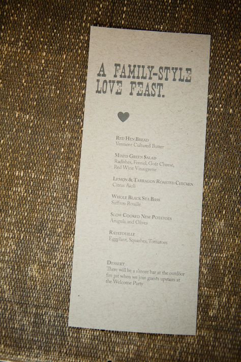 Family Style Dinner Wedding, Family Style Wedding Dinner, Wedding Reception Food Tables, Food Table Decorations, Family Style Weddings, Love Feast, Wedding Food Table, Rehearsal Dinner Menu, Mass Moca