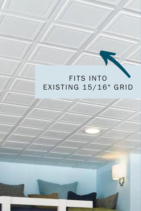 Ceiling Update, Drop Ceiling Designs, Drop Ceiling Basement, Drop Ceiling Panels, Podcast Room, Suspended Ceiling Systems, Suspended Ceiling Tiles, Drop Ceiling Grid, Paneling Makeover