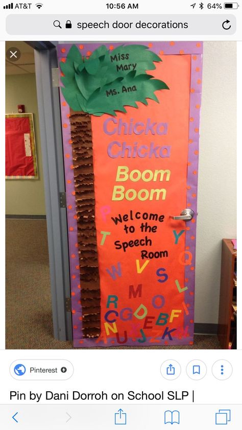 Speech Classroom Decor, Slp Classroom, Speech Bulletin Boards, Speech Classroom, Teacher Door, School Speech Therapy, Speech Therapy Games, Slp Activities, Slp Ideas