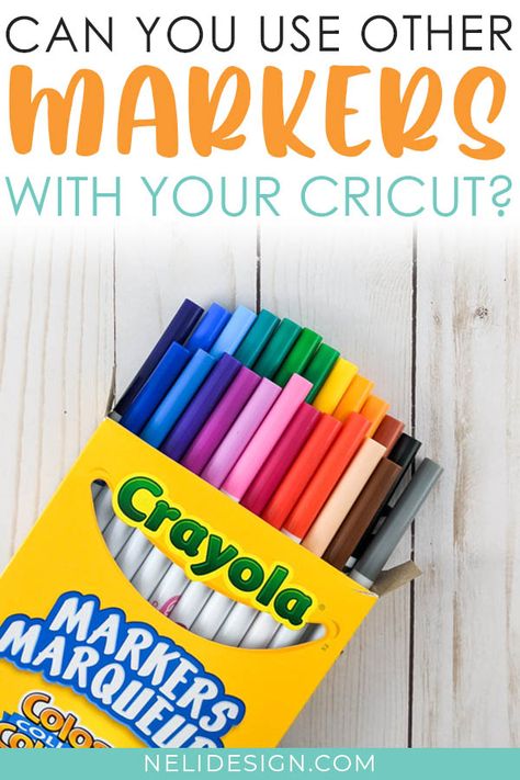 Did you know that you can use other pens and markers than the Cricut brand in your machine? A budget-friendly solution is to use Crayola markers. I did the test for you and I will show you how to install them easily in your Cricut in this tutorial. You'll also find out how to find single line fonts and images to use with your pens and markers! #cricutpens #crayola #cricuttutorials Markers For Cricut, Cricut Pens Hack, Cricut Pens, Cuttlebug Ideas, Pen Projects, Pens And Markers, Cricut Projects Easy, Vinyle Cricut, Cricut Explore Air Projects