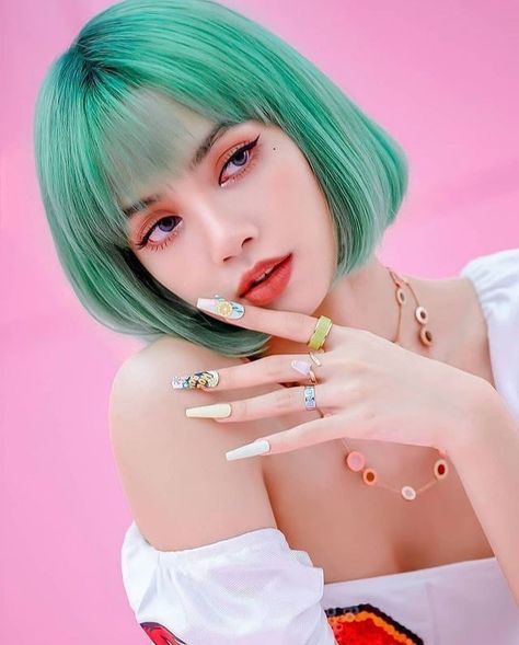 Blackpink Ice-cream, Lisa Green, Ethereal Makeup, Honey Hair, Asian Celebrities, Cute Couple Selfies, Jennie Lisa, 인물 사진, Doja Cat