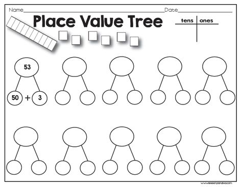 Need a quick math station on place value? Put this sheet inside of a sheet protector, add dice, and use a dry erase marker! Get it here! Decomposing Numbers Second Grade, Tree Classroom, Math Station, Number Bond, Math Place Value, Math Number Sense, Expanded Form, Number Bonds, Math School