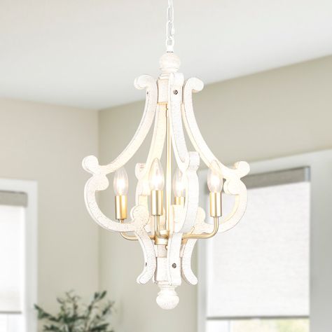 Ophelia & Co. 4 - Light Lantern Pendant & Reviews | Wayfair Country Pendant Lighting, Candle Ceiling, French Country Chandelier, Country Chandelier, Cottage Dining Rooms, Chandelier Farmhouse, Farmhouse Chandeliers, Cottage Lighting, Rustic Ceiling