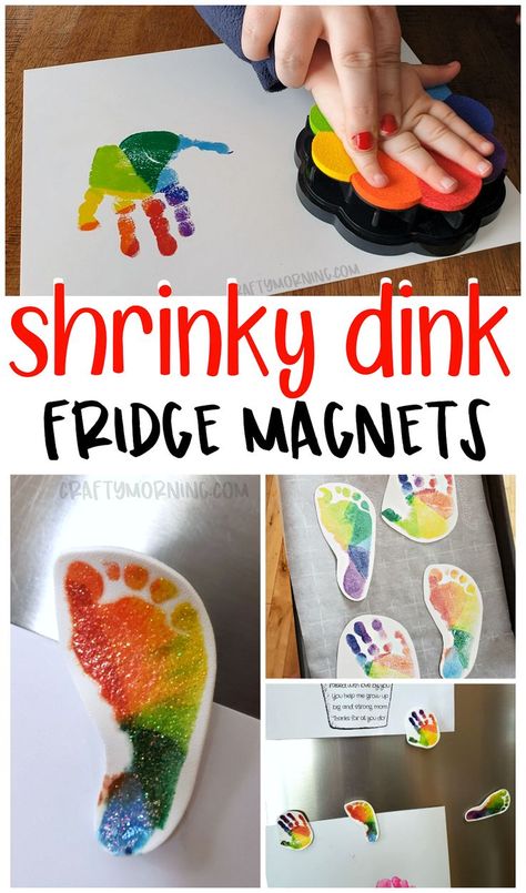 Make adorable handprint/footprint shrinky dink fridge magnets for a Mother's Day gift! Super cute keepsake for kids to make for mom. #mothersday #fridgemagnets #handprintcrafts #footprintcrafts #kidcrafts #funcrafts #craftymorning Diy Gifts For Mom, Shrinky Dink, Mothers Day Crafts For Kids, Daycare Crafts, Mother's Day Diy, Fathers Day Crafts, Easy Ideas, Mothers Day Crafts, Fun Christmas