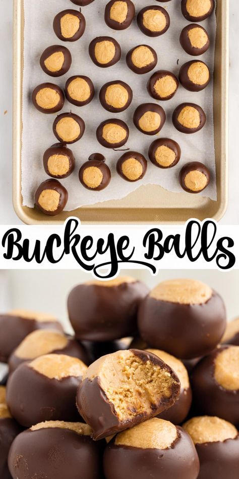 Buckeye Balls Recipe Creamy Buckeyes Recipe, Buck Eyes Recipe, Buck Eye Balls, Easy Buckeye Recipe, Buckeye Balls Recipe, Buckeye Recipe Easy, Buckeye Recipe, Christmas Pie Recipes, Buckeye Balls