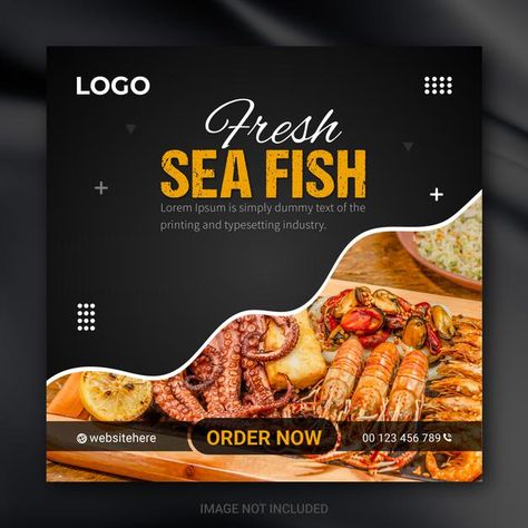 Fish Fry Menu, Fish Banner, Template For Social Media, Food Banner, Social Media Post Design, Vector Banner, Social Media Poster, Fish Food, Photo Shop