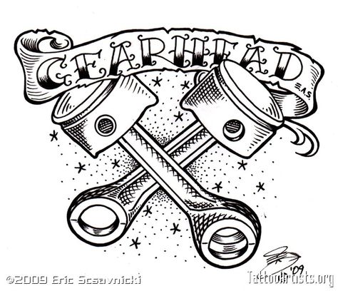 Tattoo Traditional Mechanic Tattoo, Gearhead Tattoo, Gear Head Tattoo, Mechanic Tattoo Ideas, Wrench Tattoo, Piston Tattoo, Hot Rod Tattoo, Lock Tattoo, Mechanic Tattoo