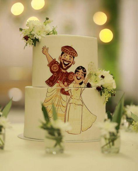 Wedding Cake Designs Simple, Sri Lankan Bride, Wedding Cake Boxes, Wedding Jars, Wedding Artwork, Indian Wedding Favors, Cake In A Jar, Traditional Wedding Cake, Traditional Wedding Decor