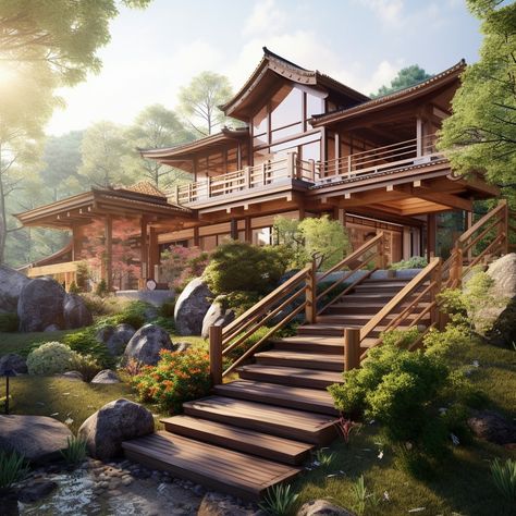 Japanese Beach House Exterior, Woody House Exterior, Japanese Wooden Architecture, Wooden Japanese House, Asian Inspired House Exterior, Traditional Japanese Architecture Exterior, Asian Style Home Exterior, Japanese Farmhouse Exterior, Japanese Style Home Exterior